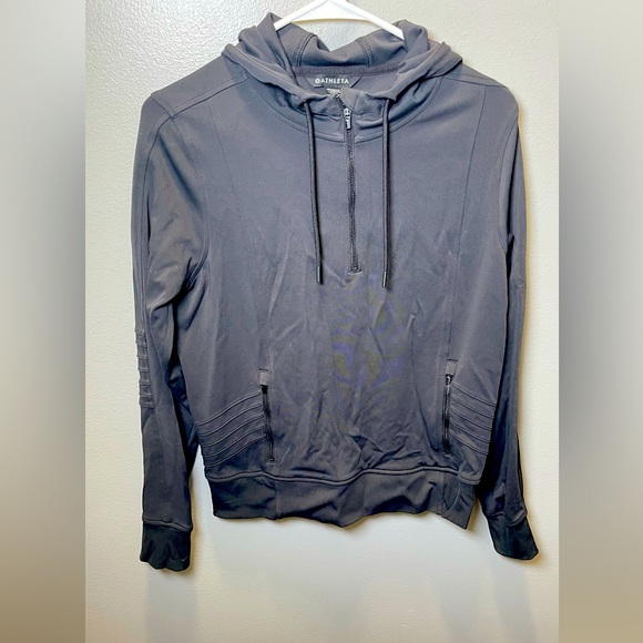 Athleta Tops - Athleta‎ Women's Black 1/4 Zip Venice Moto Hoodie Jacket Size Small
